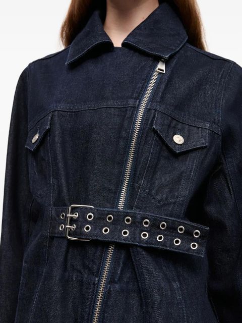 GANNI belted zip denim jacket - Blue