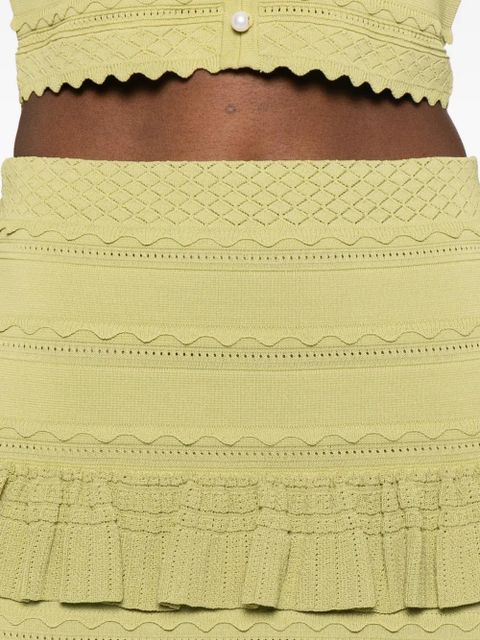 SANDRO ruffled-trime mini skirt - Green