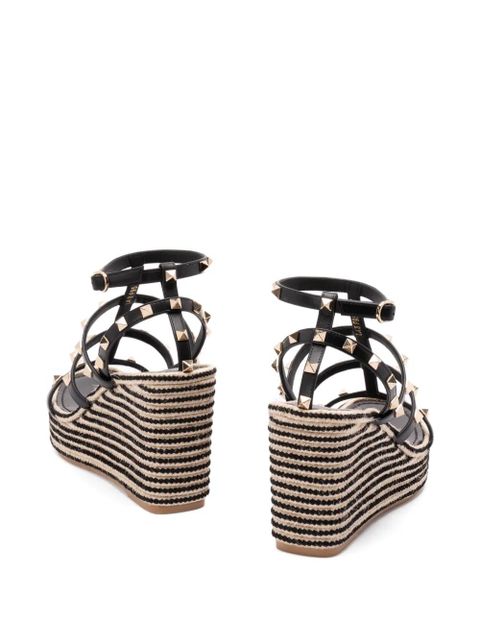 Valentino Garavani Rockstud striped espadrilles - Black