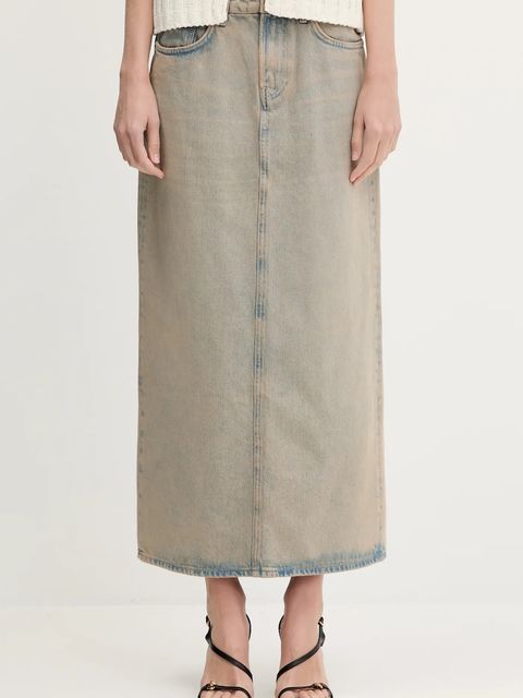Samsoe Samsoe spódnica jeansowa Saelsie Long kolor beżowy maxi prosta F25100166 - zdjęcie produktu nr 1