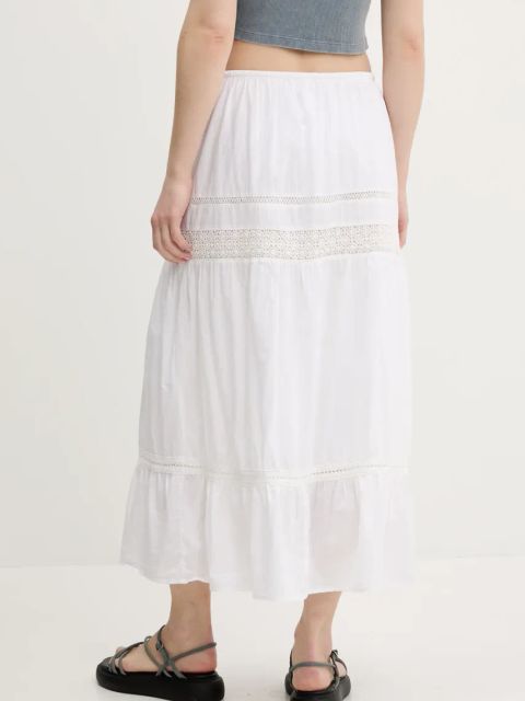 Hollister Co. spódnica bawełniana kolor biały maxi prosta KI343-5038