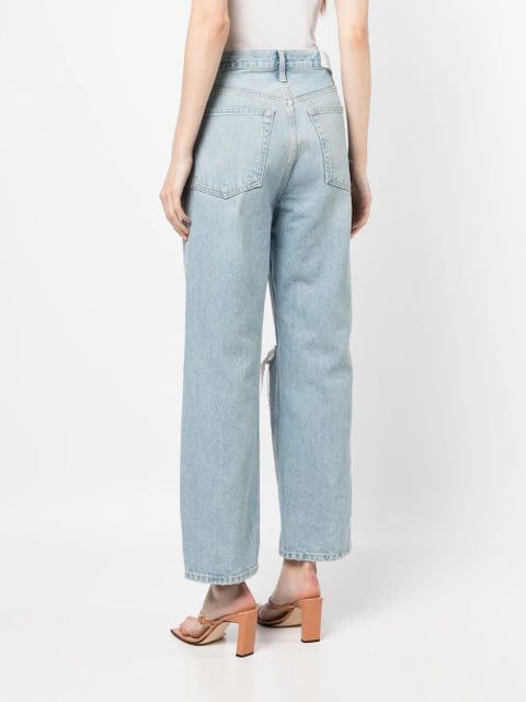 RE/DONE ripped-detail straight-leg jeans - Blue