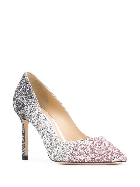 Jimmy Choo Romy 85mm glitter-embellished pumps - Silver - zdjęcie produktu nr 2