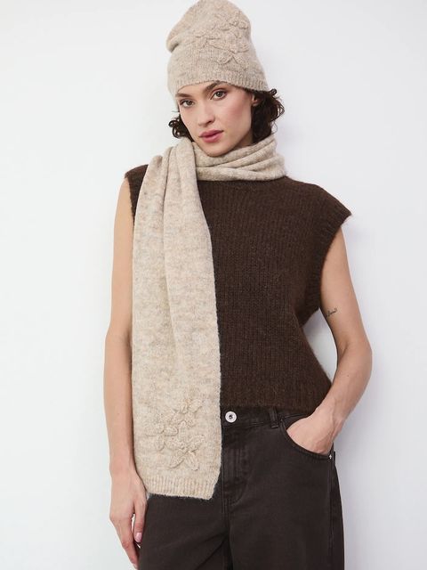 Medicine szal damski kolor beżowy melanżowy