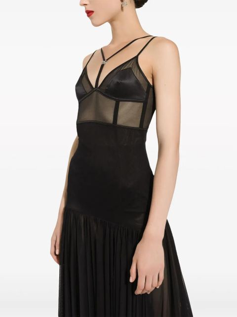 Dolce & Gabbana DG-plaque tulle midi dress - Black