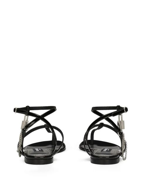 Dolce & Gabbana padlock patent-leather flat sandals - Black