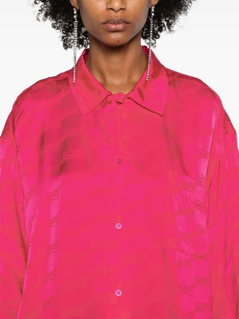 Balenciaga jacquard-logo satin shirt - Pink