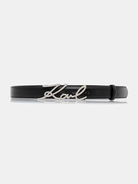 Karl Lagerfeld pasek skórzany K/SIGNATURE damski kolor czarny B1W33101 - zdjęcie produktu nr 1