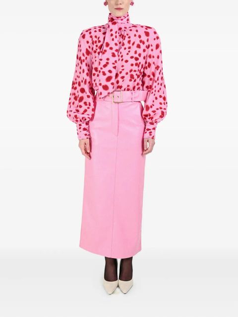 Rowen Rose bow neck dalmatian-pattern blouse - Pink
