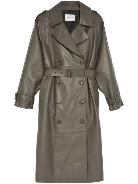 Yves Salomon belted leather trench coat - Grey - zdjęcie produktu nr 1