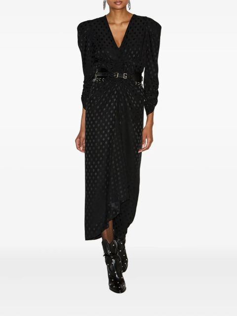 ISABEL MARANT polka-dot pattern puff-sleeve midi dress - Black - zdjęcie produktu nr 2