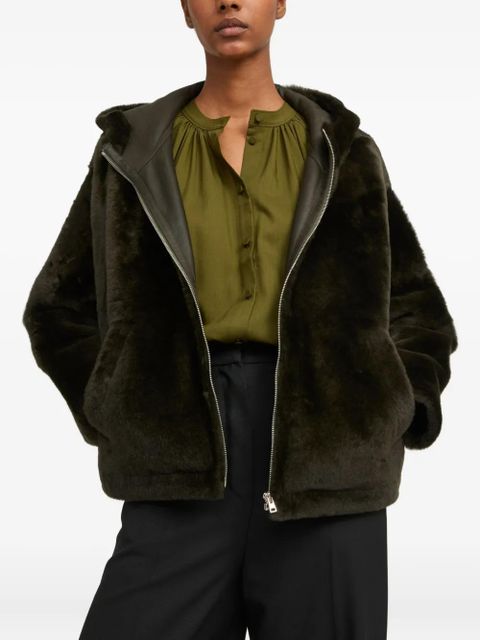 Yves Salomon hooded shearling jacket - Green - zdjęcie produktu nr 2
