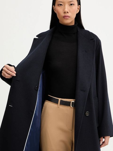 Marella płaszcz z dodatkiem wełny Emme by Marella kolor granatowy 2525016022200