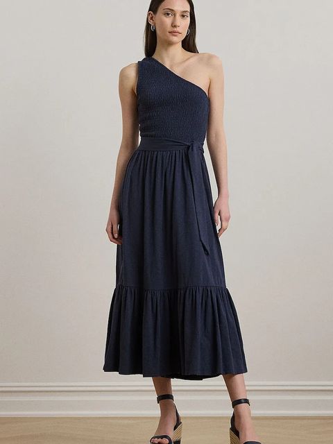 Lauren Ralph Lauren sukienka kolor granatowy midi rozkloszowana 200973608 - zdjęcie produktu nr 1