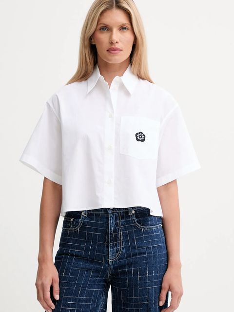Kenzo koszula bawełniana damska kolor biały relaxed z kołnierzykiem klasycznym FF62CH2469LH - zdjęcie produktu nr 1