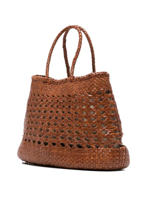 DRAGON DIFFUSION woven handle tote bag - Brown