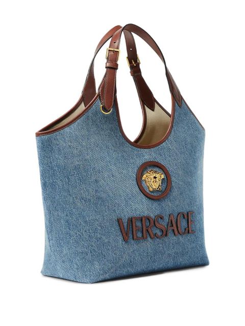 Versace logo-appliqué tote bag - Blue - zdjęcie produktu nr 2