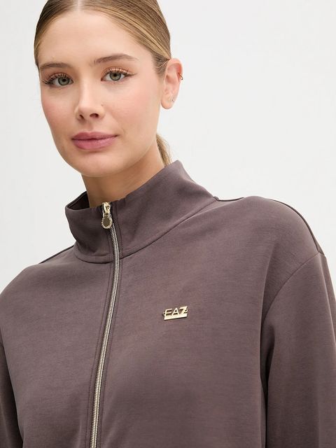 EA7 Emporio Armani bluza damska kolor brązowy gładka AF12643.7W000191