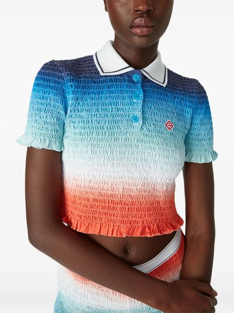 Casablanca smocked polo top - Blue