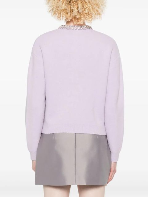 Self-Portrait crystal-embellished cardigan - Purple