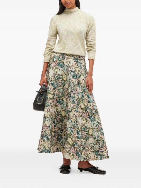 GANNI floral-jacquard maxi skirt - Neutrals