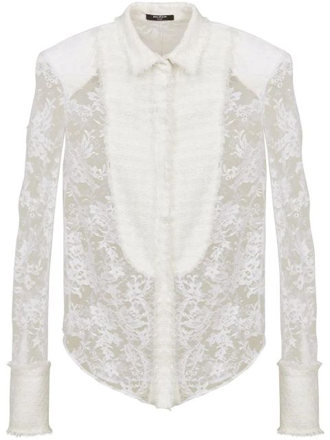 Balmain floral-lace detail shirt - White - zdjęcie produktu nr 1
