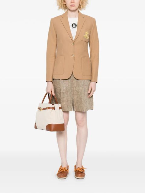 Lauren Ralph Lauren embroidery-detail chest-pocket blazer - Neutrals - zdjęcie produktu nr 2