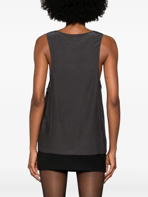 Saint Laurent Henley scoop-neck top - Grey