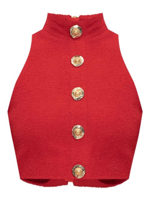 Balmain high-neck button-detail top - Red - zdjęcie produktu nr 1