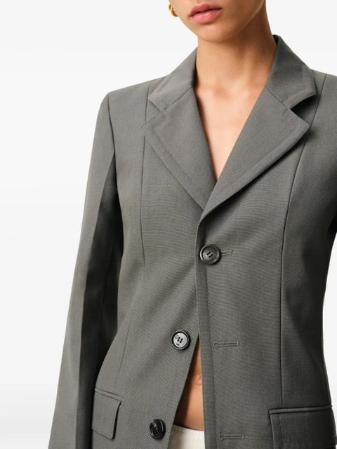 AMI Paris button-up fitted single-breasted coat - Grey