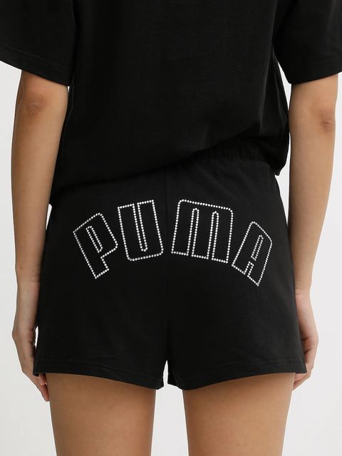 Puma x A$AP ROCKY szorty bawełniane damskie kolor czarny z aplikacją high waist 635071