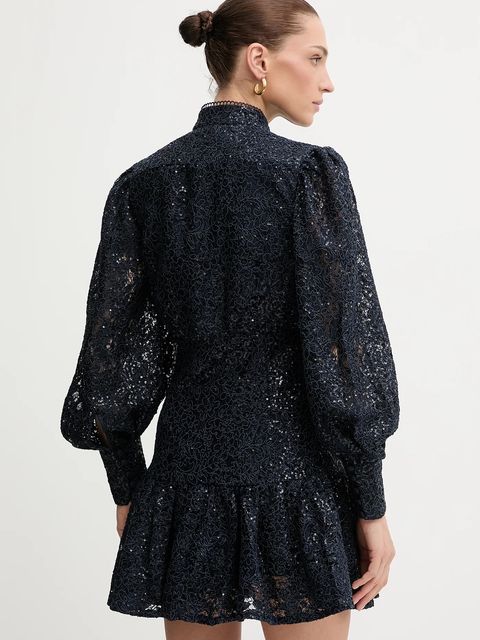 Bardot sukienka kolor granatowy mini rozkloszowana 58421DB4