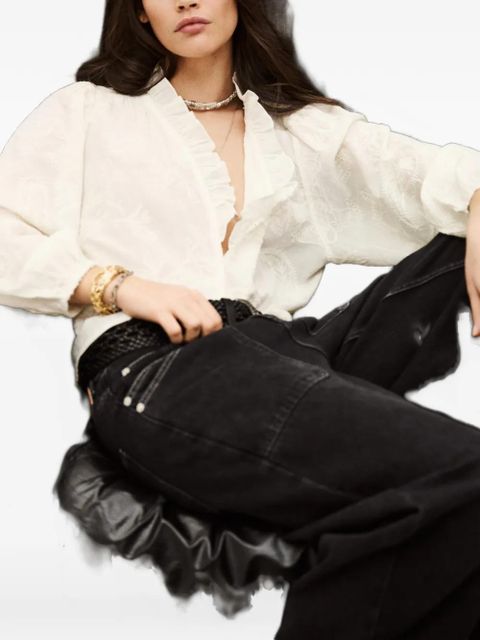 Ba&Sh Petty ruffled embroidered blouse - White