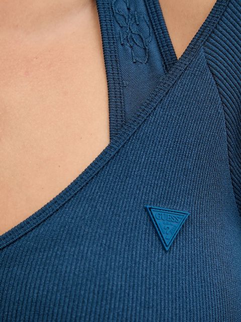 Guess longsleeve PEONY damskie kolor niebieski V5YP06 Z3OA0