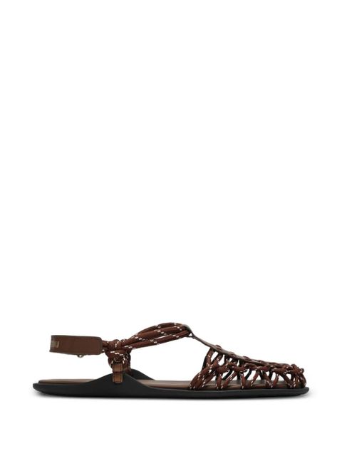Miu Miu rope-detail logo-plaque sandals - Brown - zdjęcie produktu nr 1