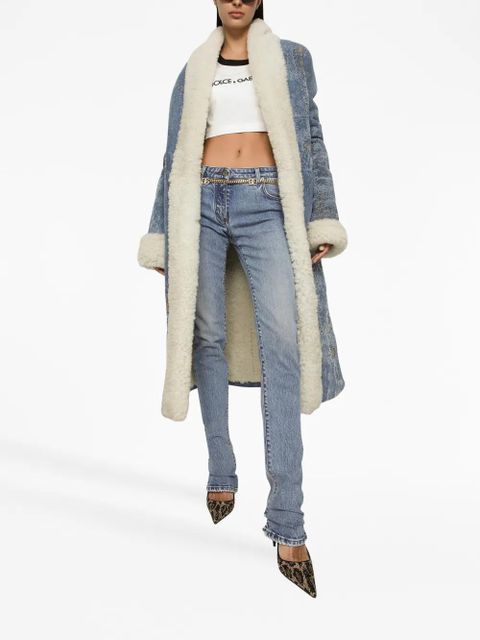 Dolce & Gabbana logo-patch low-rise bootcut jeans - Blue