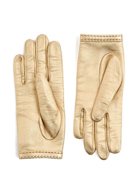 Valentino Garavani open-fingered metallic leather gloves - Gold - zdjęcie produktu nr 1