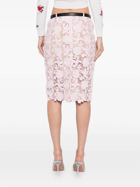 Self-Portrait floral lace midi skirt - Pink