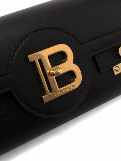 Balmain logo-clasp leather clutch - Black