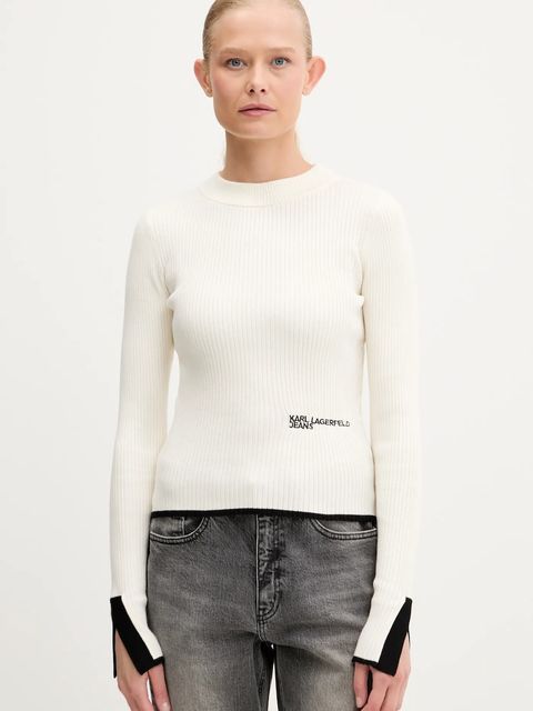 Karl Lagerfeld Jeans sweter damski kolor beżowy lekki A3W18006 - zdjęcie produktu nr 1