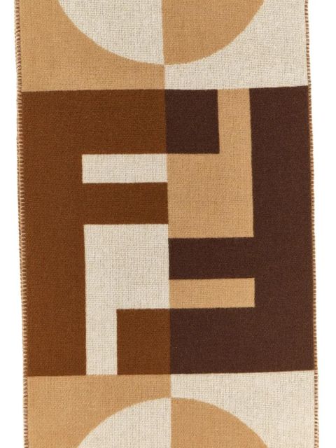 FENDI jacquard-pattern fringed scarf - Neutrals