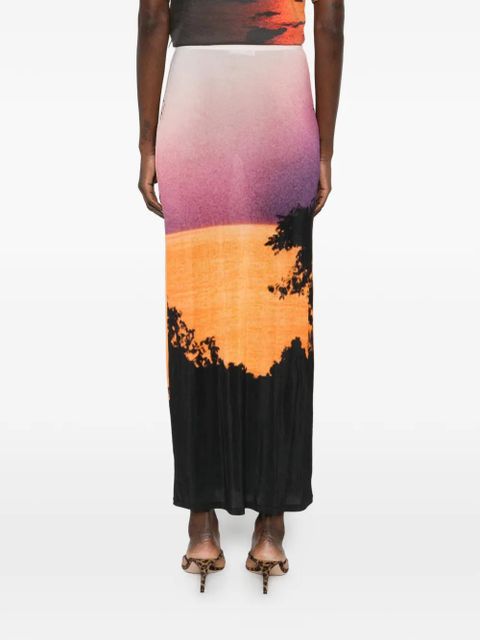 Rabanne palm print midi skirt - Pink