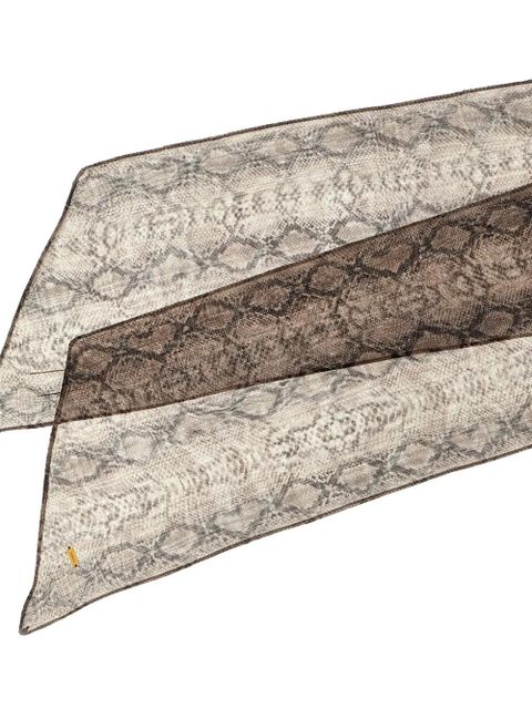 Saint Laurent snake-print silk scarf - Neutrals