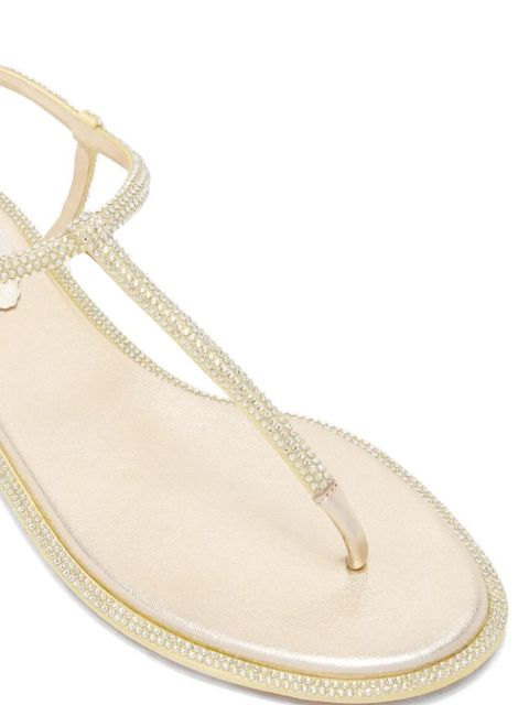 René Caovilla Diana crystal-embellished leather sandals - Gold