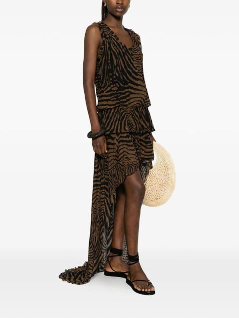 Blumarine ruffled zebra-print mini dress - Black - zdjęcie produktu nr 2