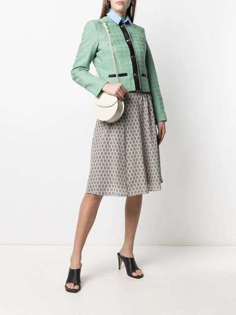 Ferragamo leather-trim tweed jacket - Green - zdjęcie produktu nr 2
