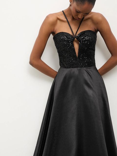 Answear.LAB sukienka kolor czarny maxi rozkloszowana