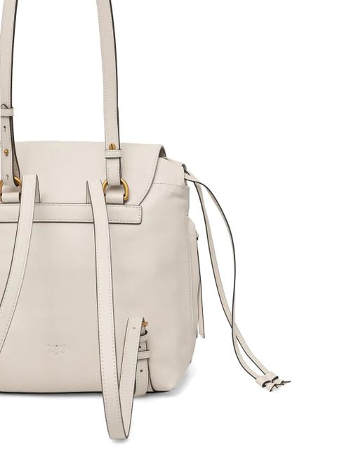 PINKO medium Saddle buckle-detail backpack - White
