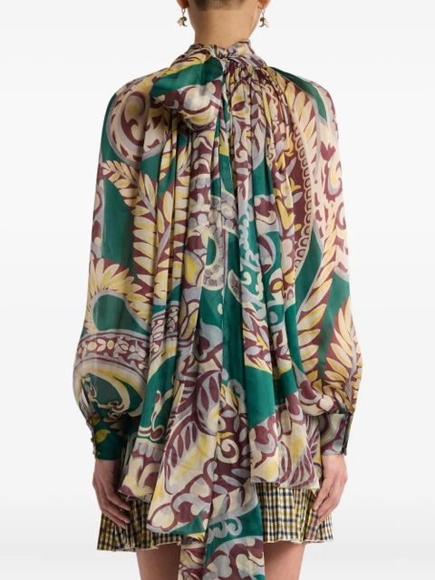 ETRO floral-print turtleneck blouse - Green