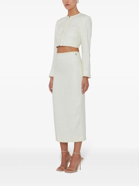 ROTATE BIRGER CHRISTENSEN structured bouclé cropped jacket - Neutrals